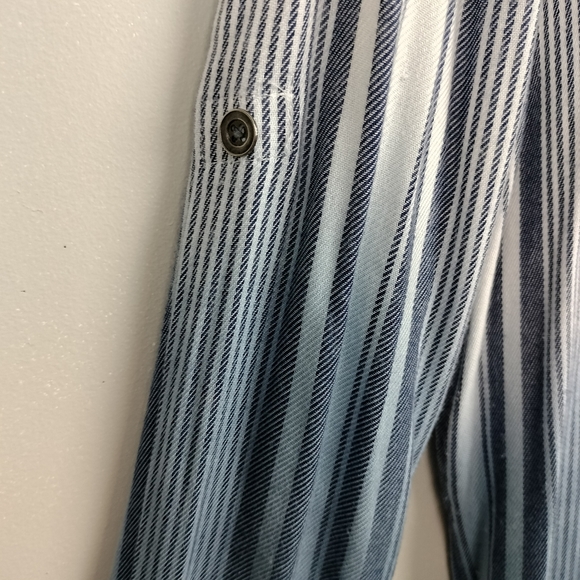 Vintage Havana Dip-Dyed Lace-Up Top in Navy/Blues/White Stripes Sz. M - Picture 4 of 10